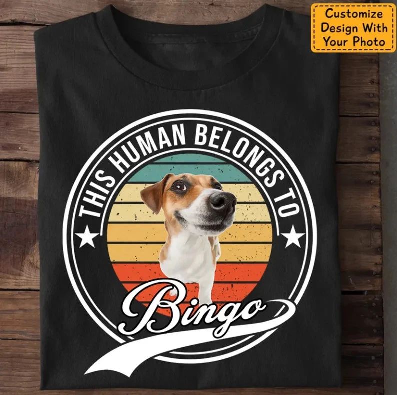 Custom Dog Photo Comfort Tee Personalized Pet Portrait Shirt Dog Lover
