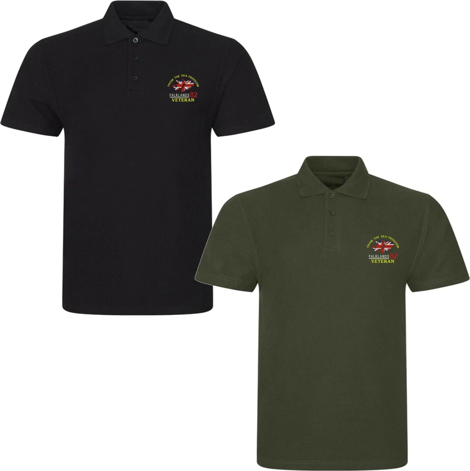 Embroidered Class Of 82 Falkland Islands Anniversary Logo Polo T-Shirt Tee Top