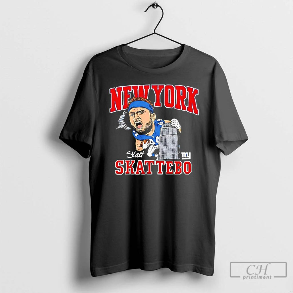Classic Cam Skattebo New York Giants Caricature Signature T Shirts