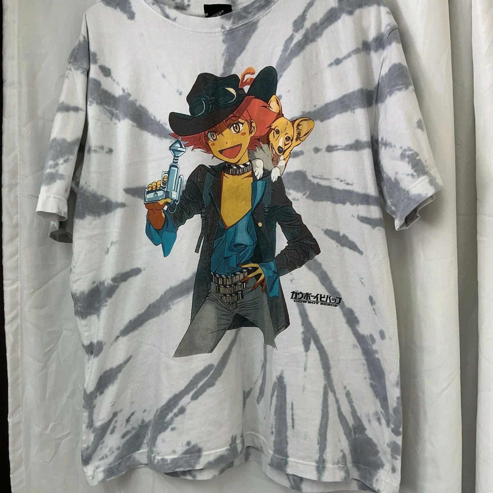 Cowboy Bebop Ed and Ein T-Shirt New Tie Dye Space Cowboy Anime Corgi Dog M