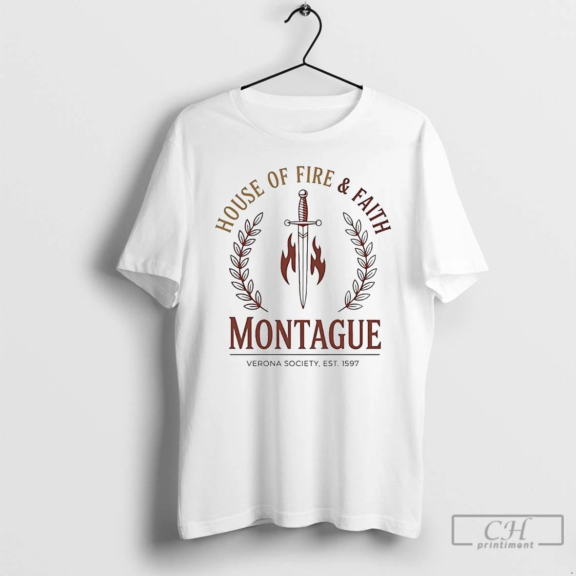 Premium Montague House Of Fire And Faith Shakespeare Verona Society Est 1597 T Shirts