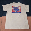 Damaged* Empyre Street Style Graphic Print T-Shirt SS Medium Cream Duel Side R9a