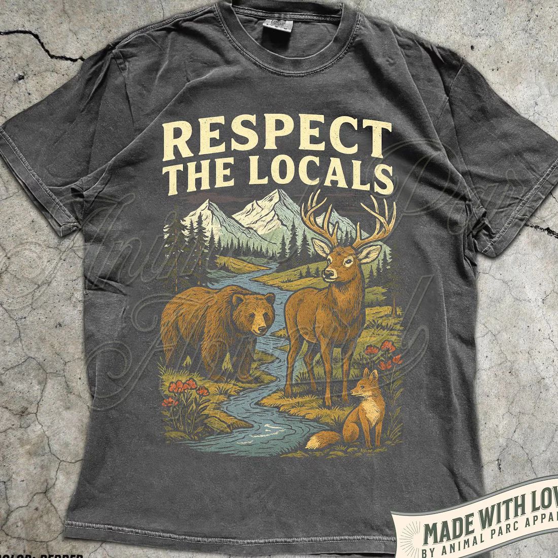 Respect the Locals Wildlife Shirt, Bear Deer Fox Nature Graphic Tee,