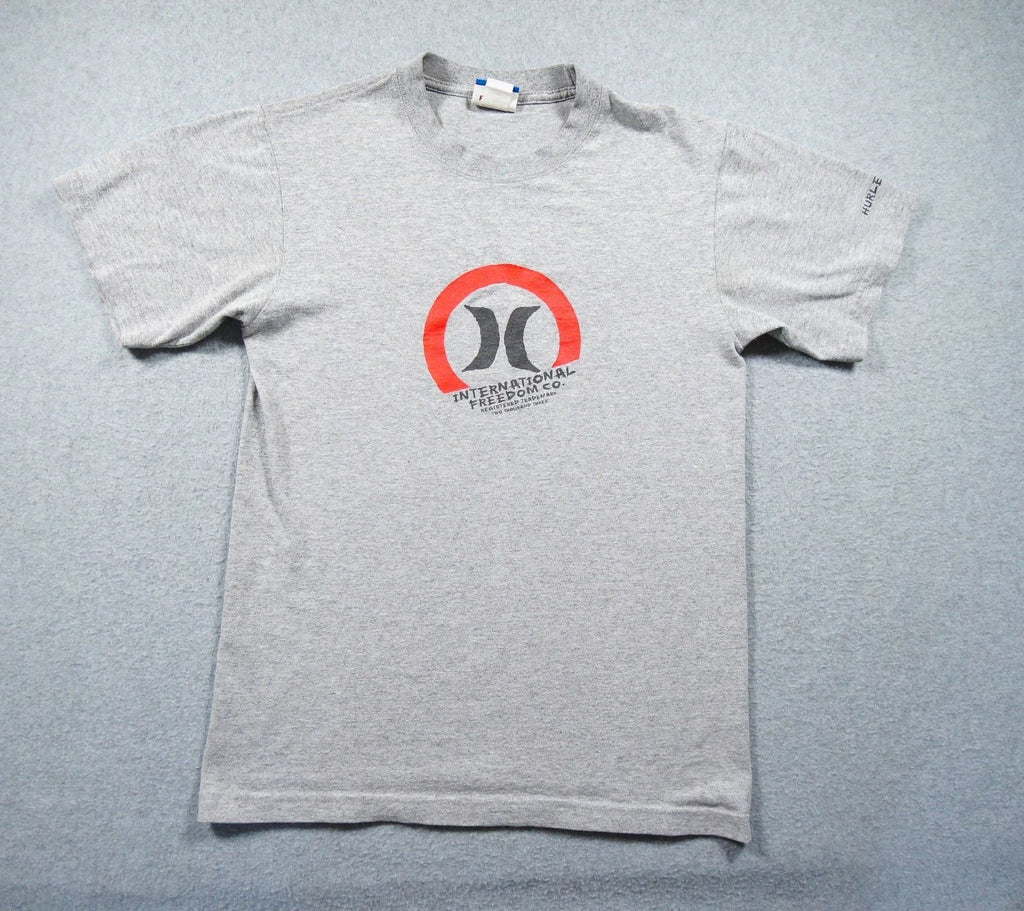 Vintage Hurley Shirt Mens Small Gray Freedom Graphic Short Sleeve Surf Skate Y2K