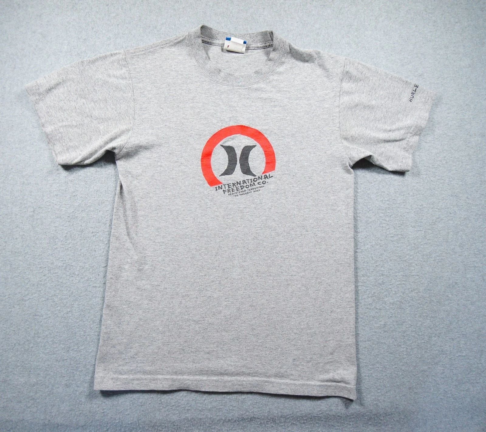 Vintage Hurley Shirt Mens Small Gray Freedom Graphic Short Sleeve Surf Skate Y2K