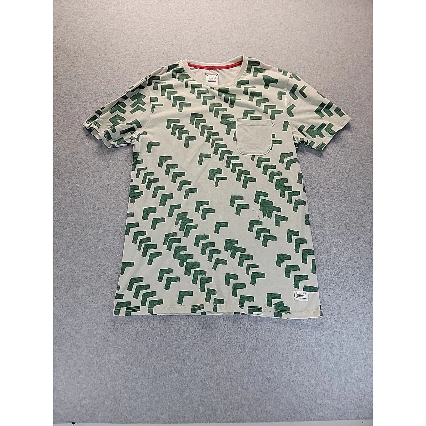 SPLIT COMPANY USA Mens Geometric Print Pocket T-Shirt Size M