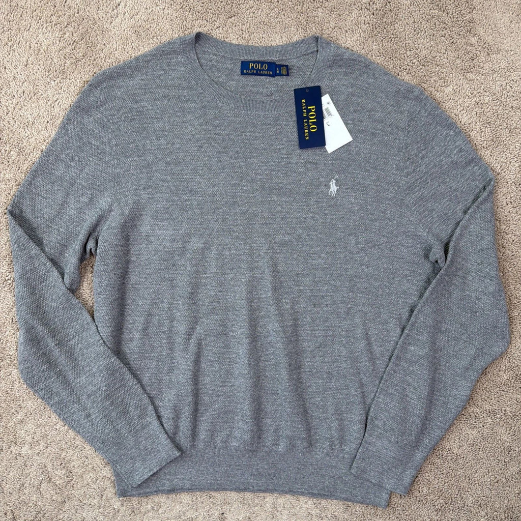 Polo Ralph Lauren Shirt Mens L Gray Linen Blend Crewneck Lightweight Travel NWT