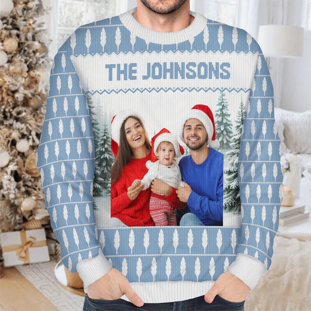 Custom Photo Family Beties With Winter Scene - Personalized Unisex Ugly Sweater