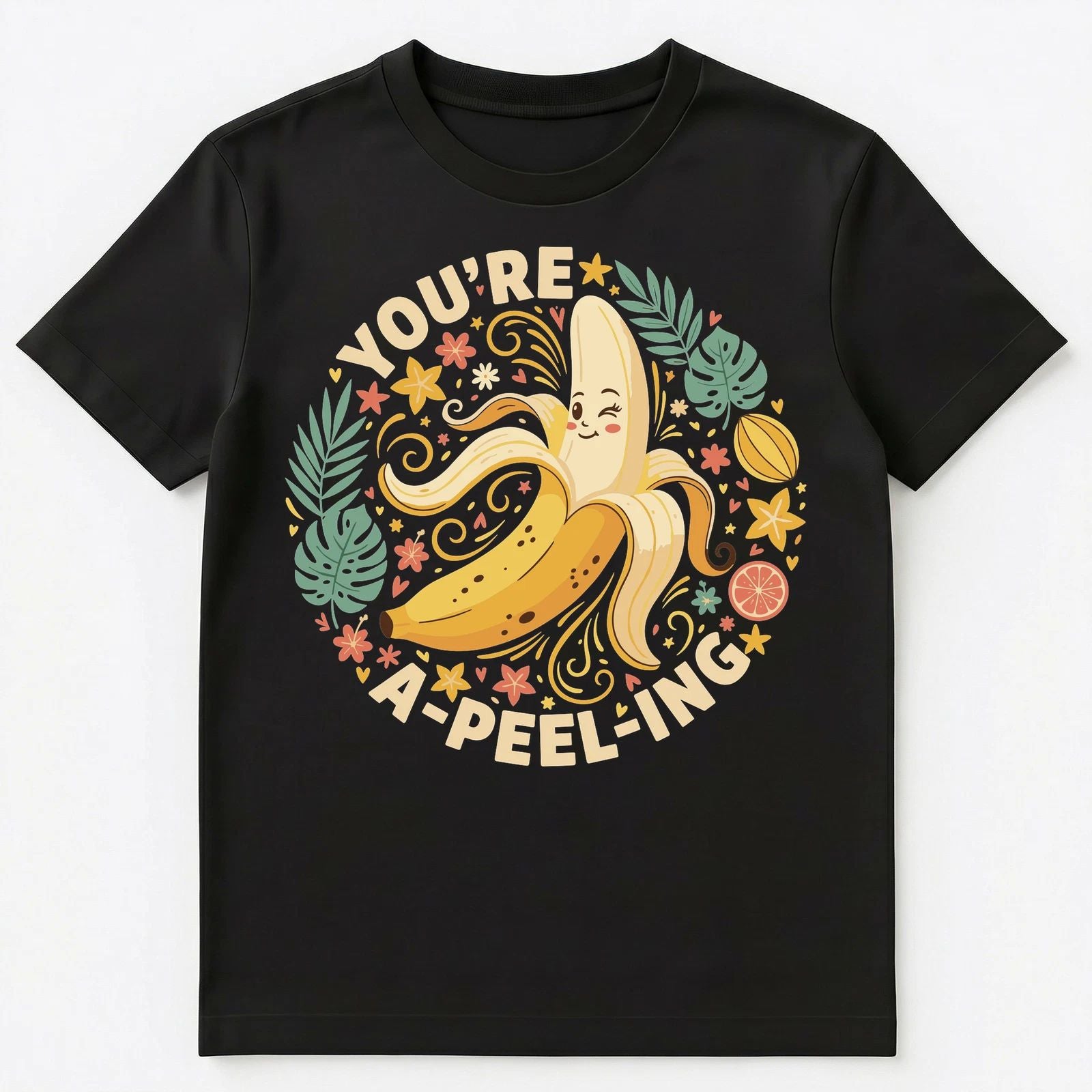 Youre A Peeling Cute Motivational Banana Design Unisex T-Shirt