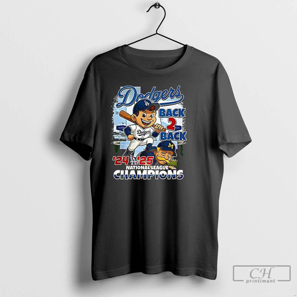 Classic Los Angeles Dodgers 2025 National League Champions Mascot T Shirts