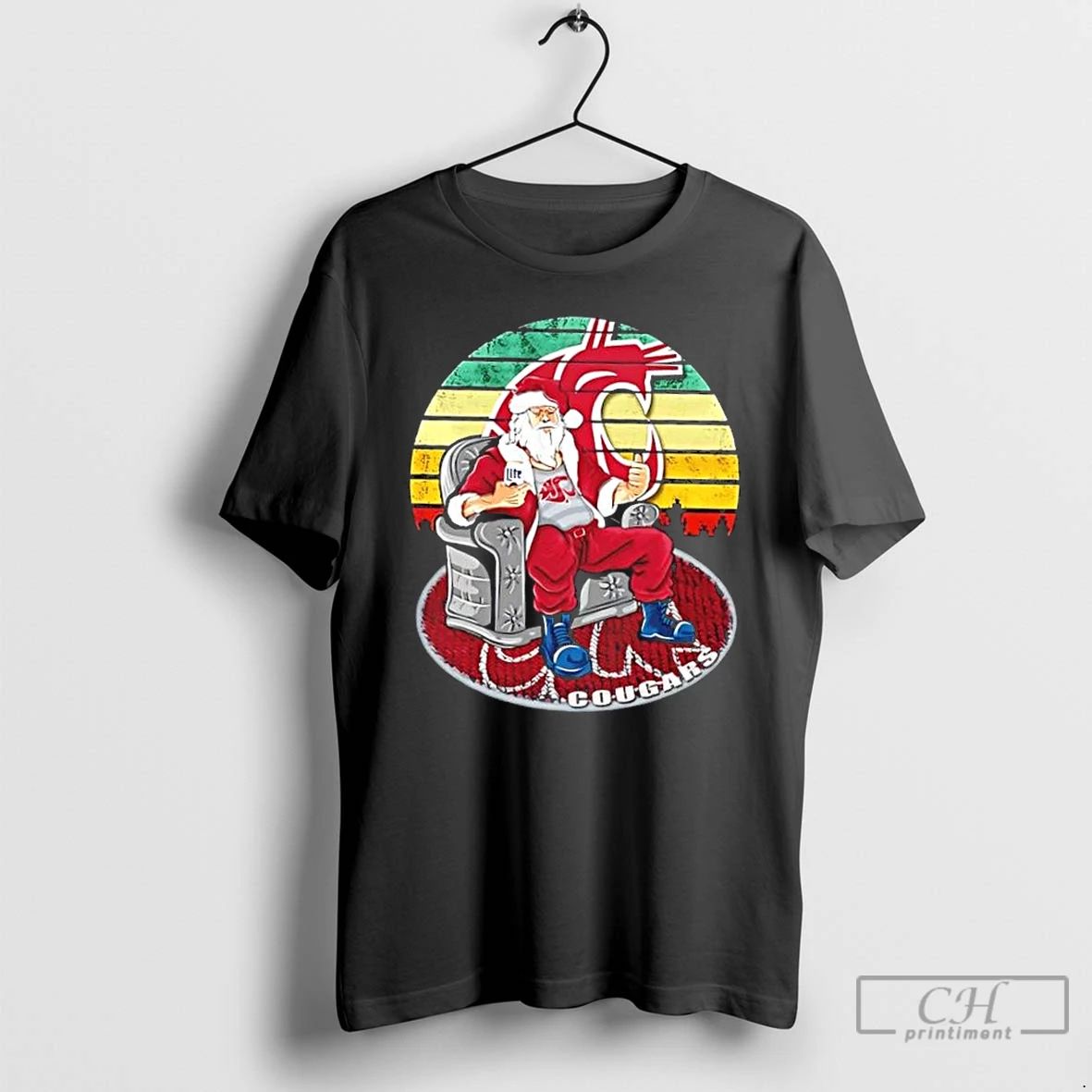 Premium Washington State Cougars X Santa Claus Christmas Vintage T Shirts
