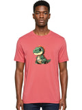 Robot-Dino Mens Graphic Tee, 100% Cotton, Casual Summer Wear