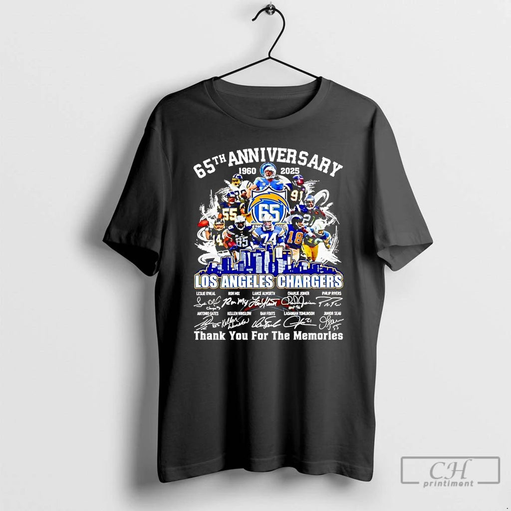Premium 65th Anniversary 1960 2025 Los Angeles Chargers Team Players T Shirts