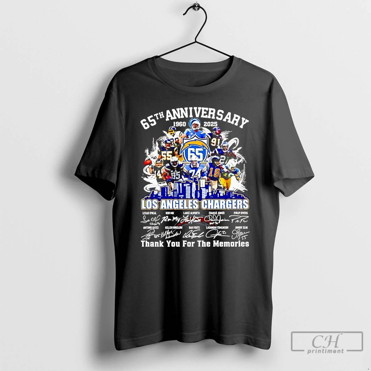 Premium 65th Anniversary 1960 2025 Los Angeles Chargers Team Players T Shirts