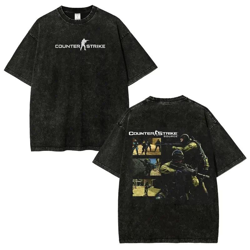 Retro Style Valve Counter Strike Washed Tshirt, Vintage Y2K Video Game T-Shirt,