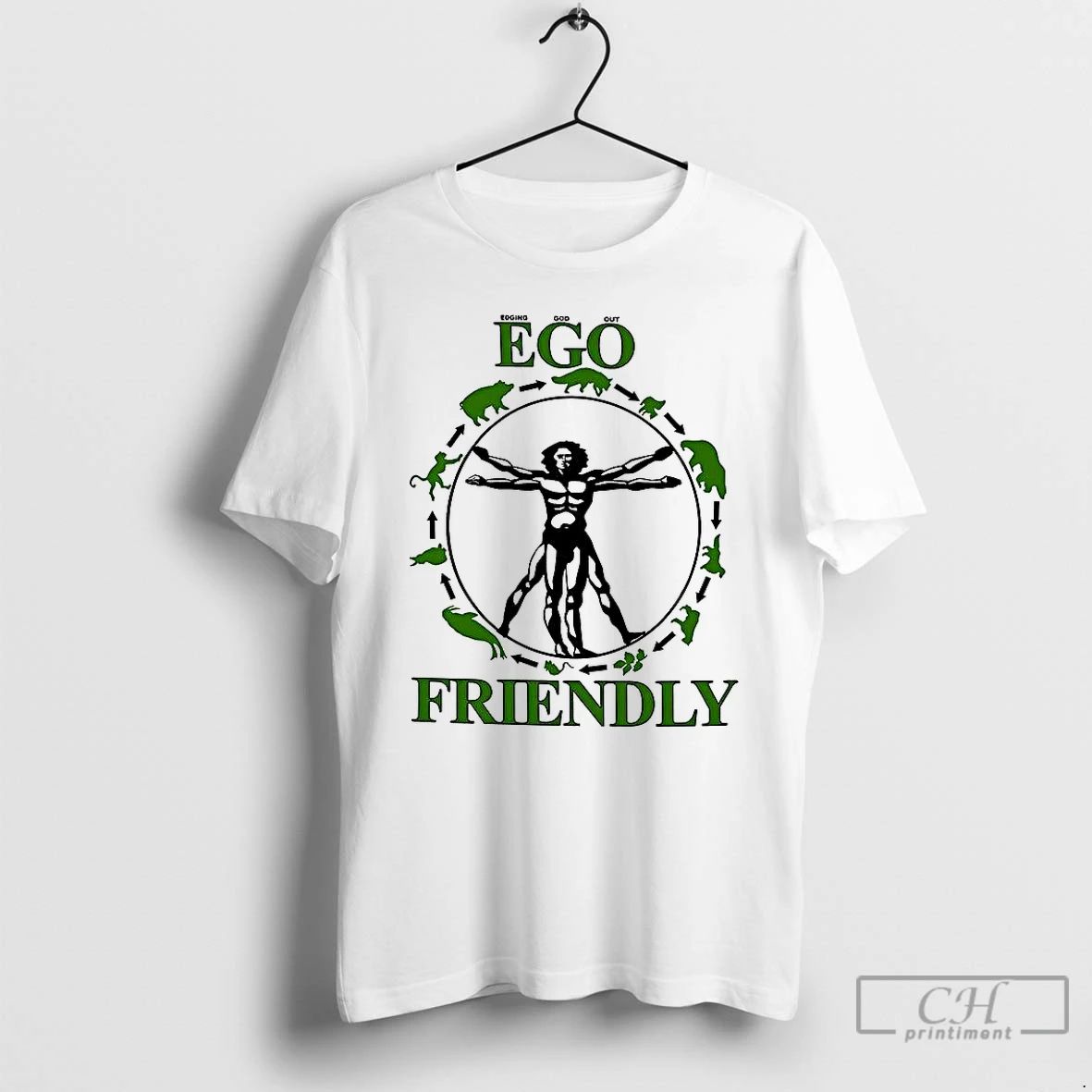 Classic Ego Edging God Out Friendly Food Chain T Shirts