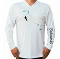 The Bahamas Flag Map Sport UV Protected UPF 50 Long Sleeve T-Shirt Hood Fishing