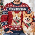 Christmas Gift For Pet Lovers - Personalized Custom Photo Crochet Pet Feliz Navidog Unisex Ugly Sweater