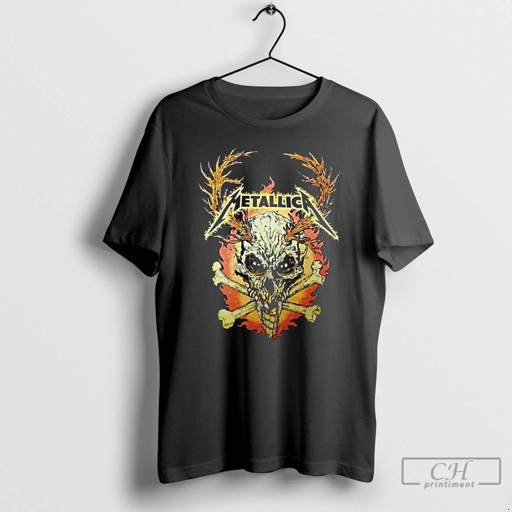 Premium Metallica M72 World Tour 2025 2026 Flame Skull Dates Back Long Sleve T Shirts
