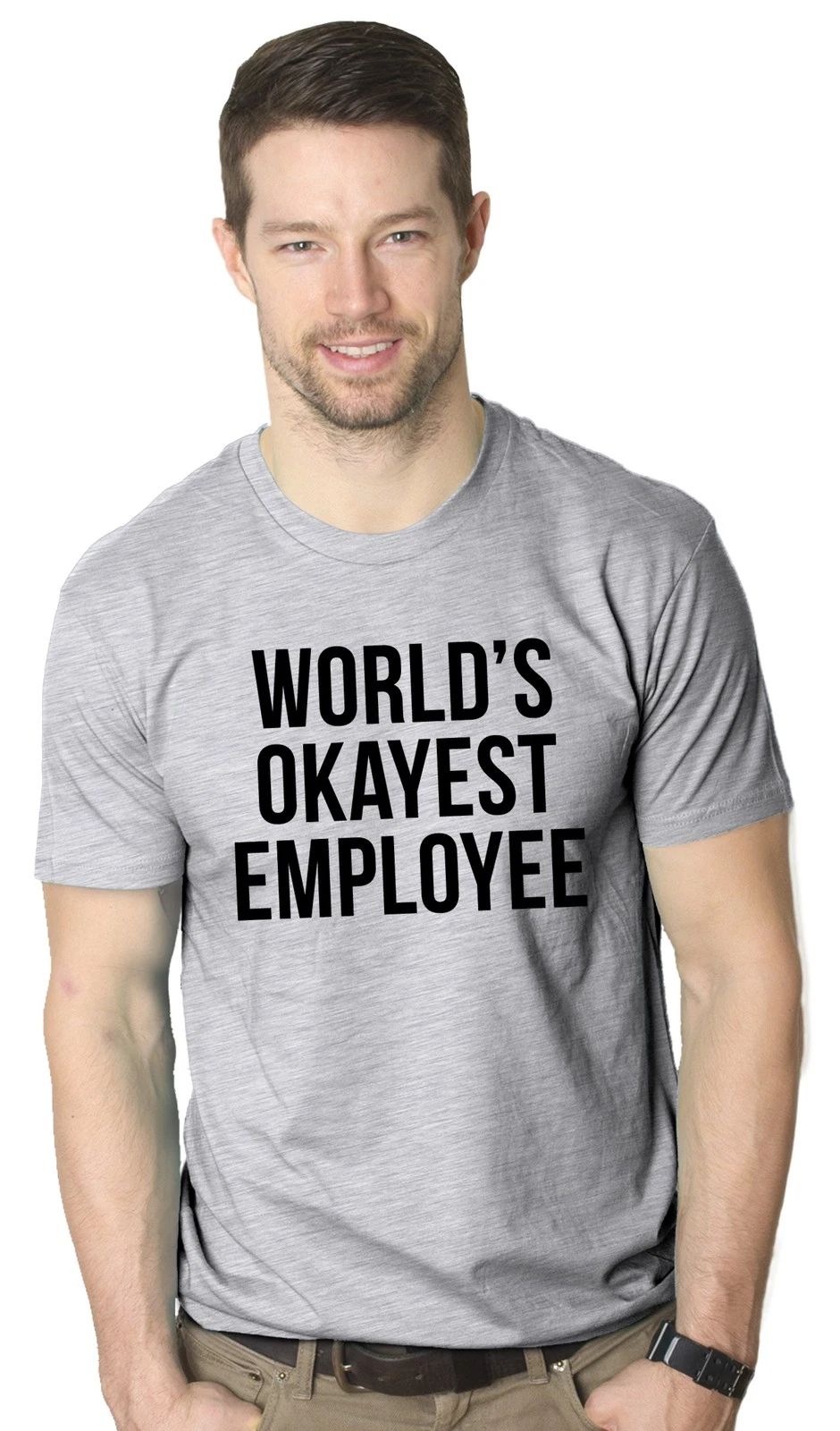 Mens Worlds Okayest Employee T Shirt Funny Sarcastic Office Manager Tee