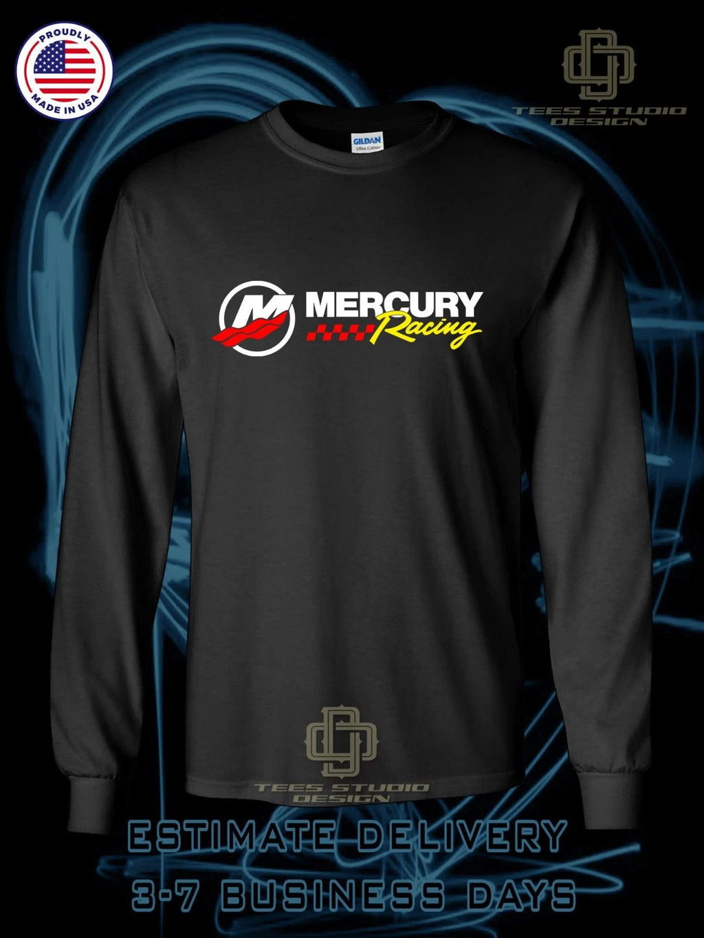 New Mercury Racing Propellers Logo Men's T-Shirt American Long Sleeve T-Shirt