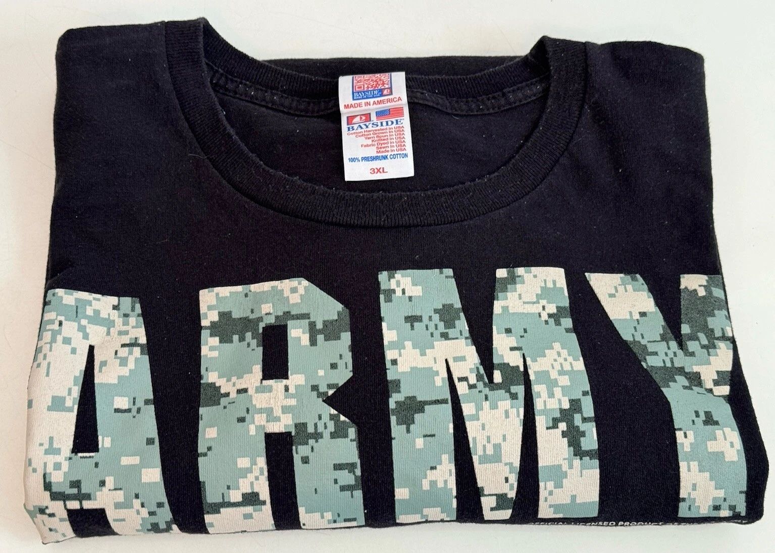 US Army T Shirt Adult Men's Size 3XL XXXL Bayside Cotton USA Made Digital Camo