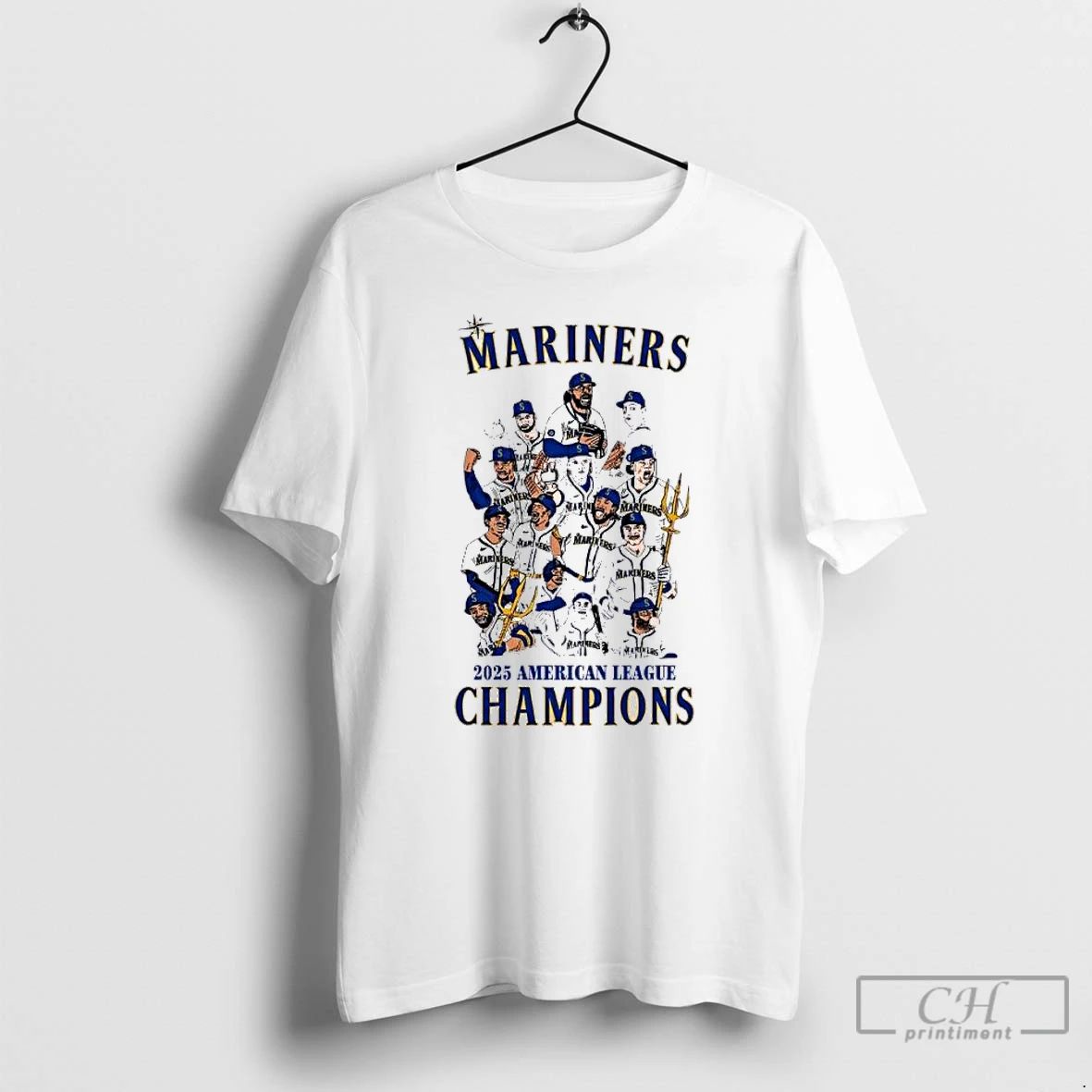 Classic Seattle Mariners 2025 American League Champions Caricature T Shirts