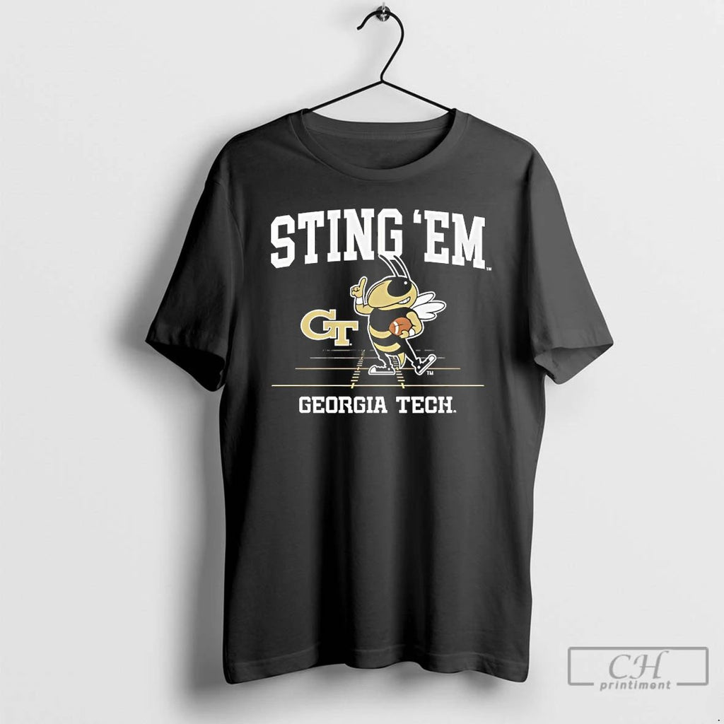 Classic Georgia Tech Football Sting Em Gridiron Mascot T Shirts