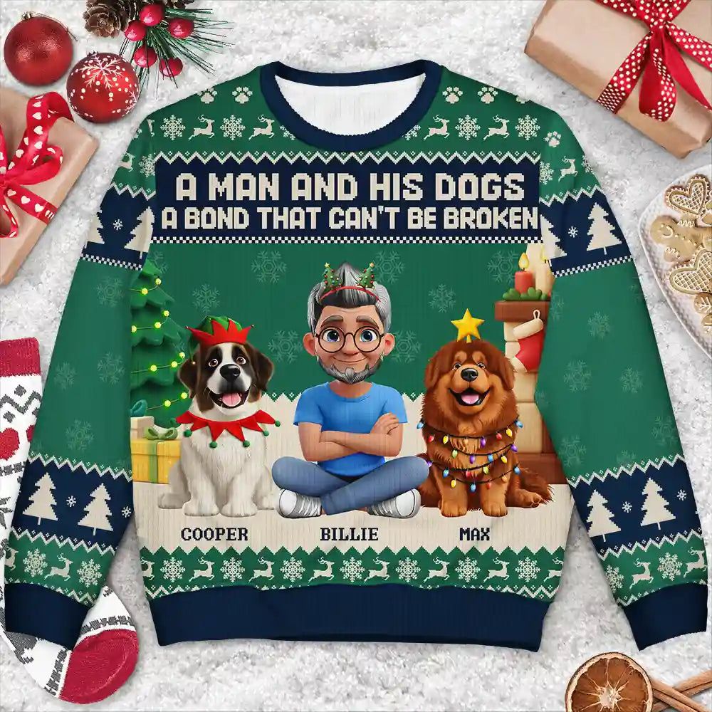 3D Effect A Man And His Dog A Bond That Can't Be Broken - Personalized Unisex Ugly Sweater