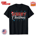 Merry Christmas Buffalo Plaid Santa Hat T-shirt Mens Womens Xmas Graphic T-Shirt