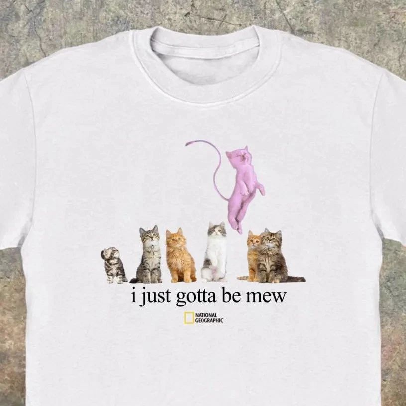 Vintage I Just Gotta Be Mew  Cat T-Shirt  Funny 90s Style Tee