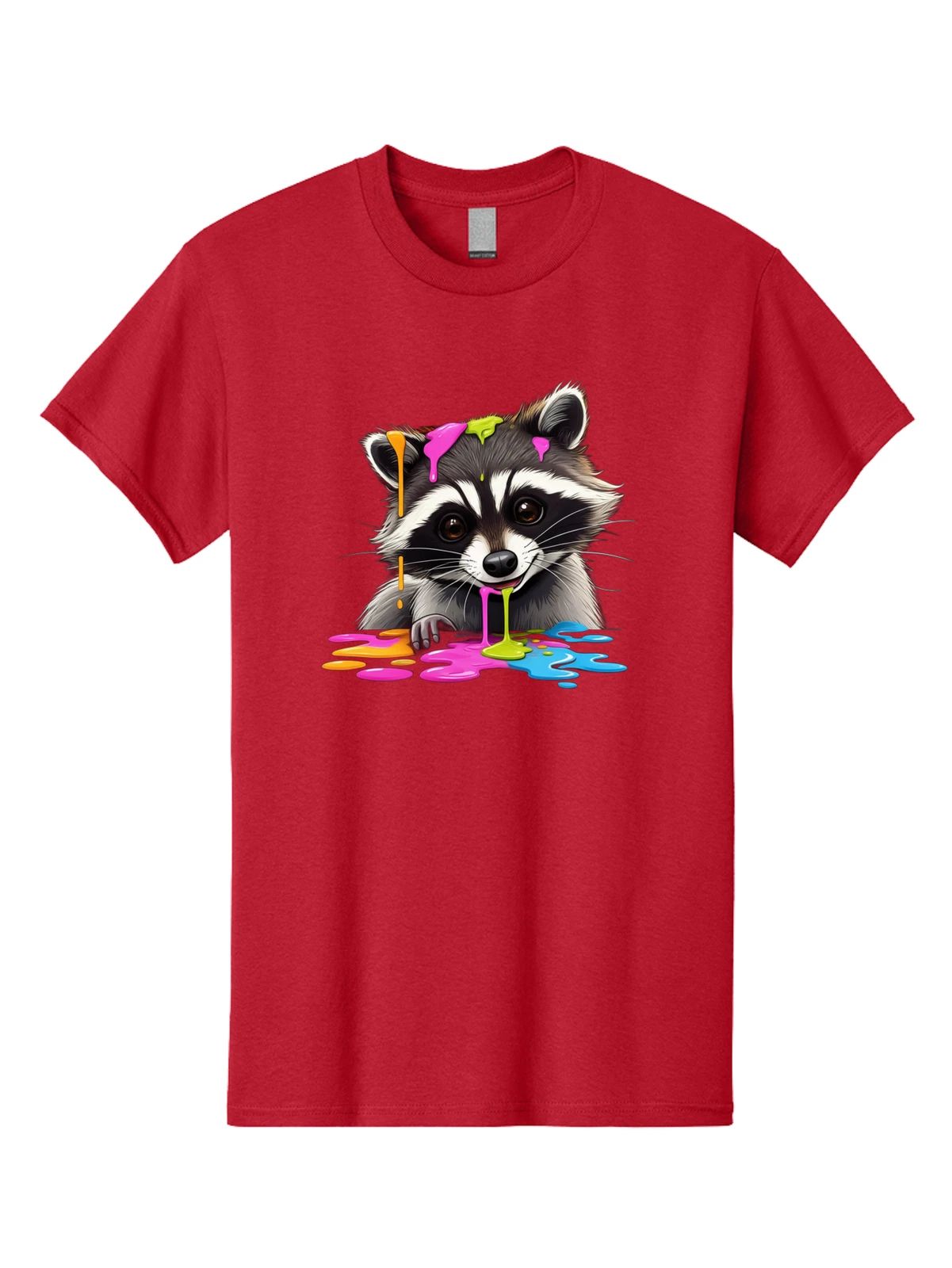 Raccoon-With-Paint-1 Mens Graphic Tee, 100% Cotton, Casual Summer Wear