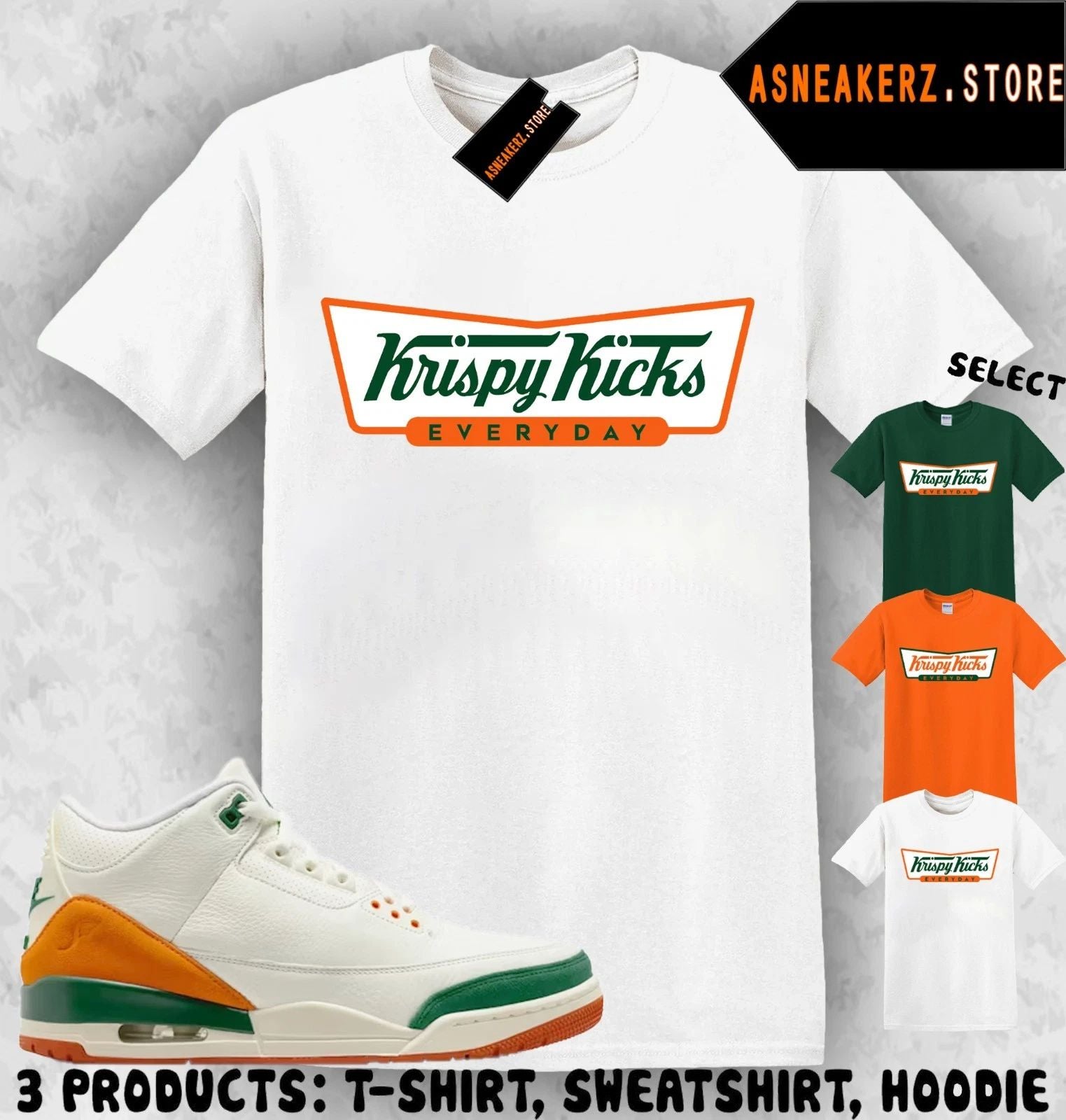 Tee Shirt Matching SoleFly x AJ 3 Miami To Match Sneaker Krispy Kicks T-Shirt