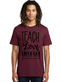 Teach-Love-Inspire-Homeschoolmom Mens Graphic Tee,100% Cotton,Casual Summer Wear