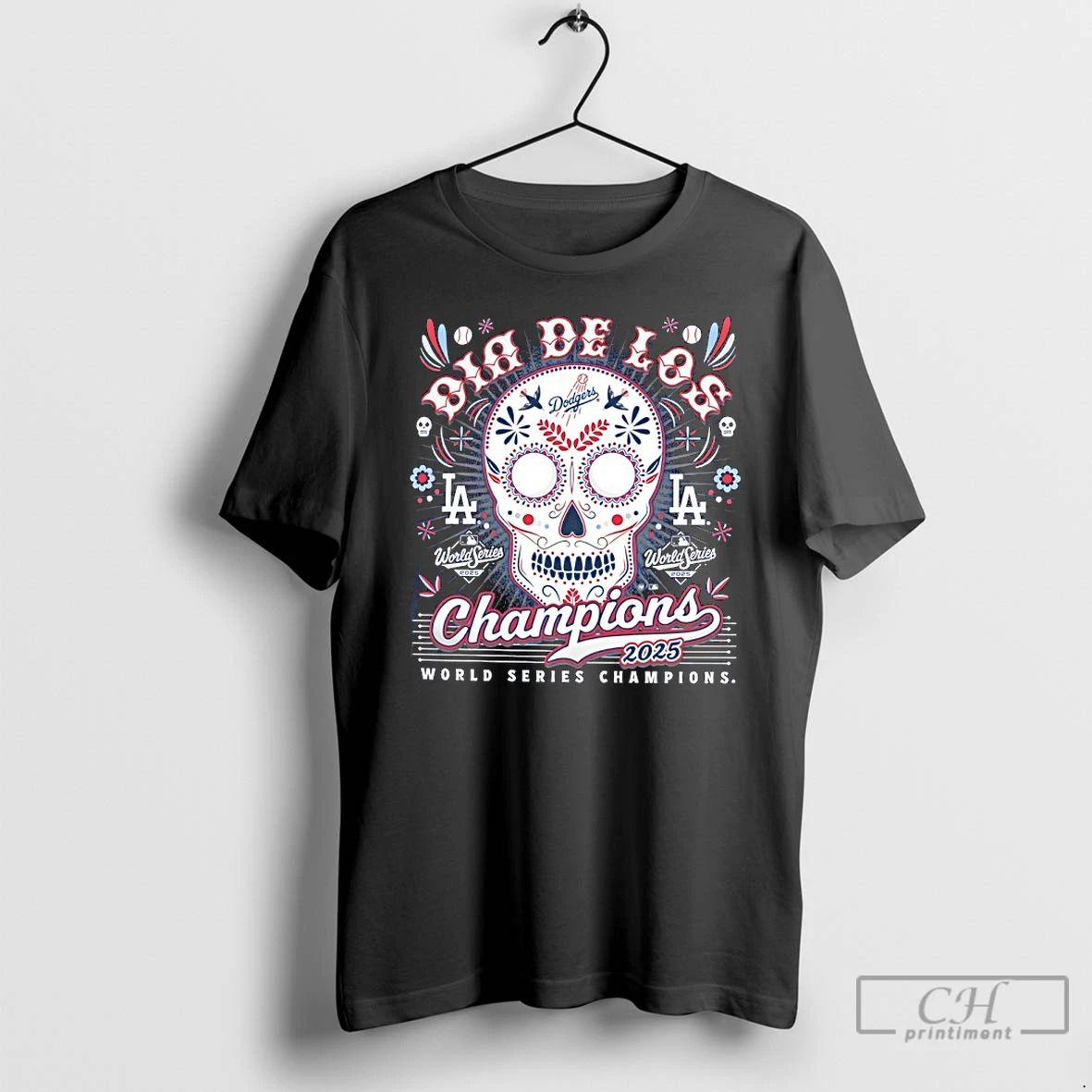 Classic Los Angeles Dodgers 2025 World Series Champions Dia De Los Skull T Shirts