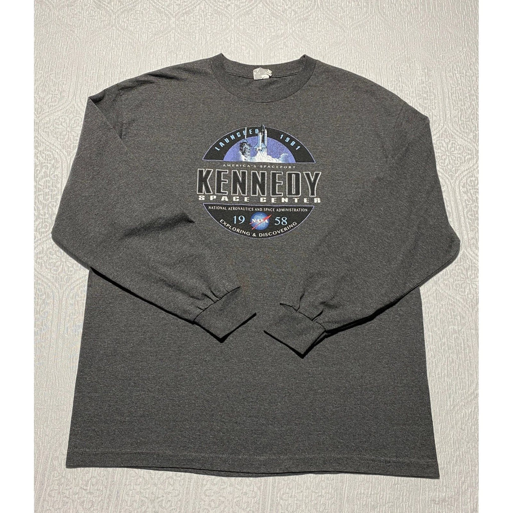 Alstyle Kennedy Space Center NASA Long Sleeve Graphic T-Shirt Charcoal Gray XL