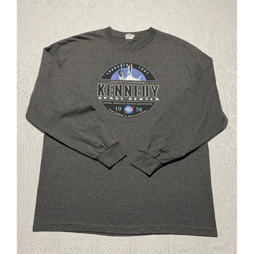 Alstyle Kennedy Space Center NASA Long Sleeve Graphic T-Shirt Charcoal Gray XL