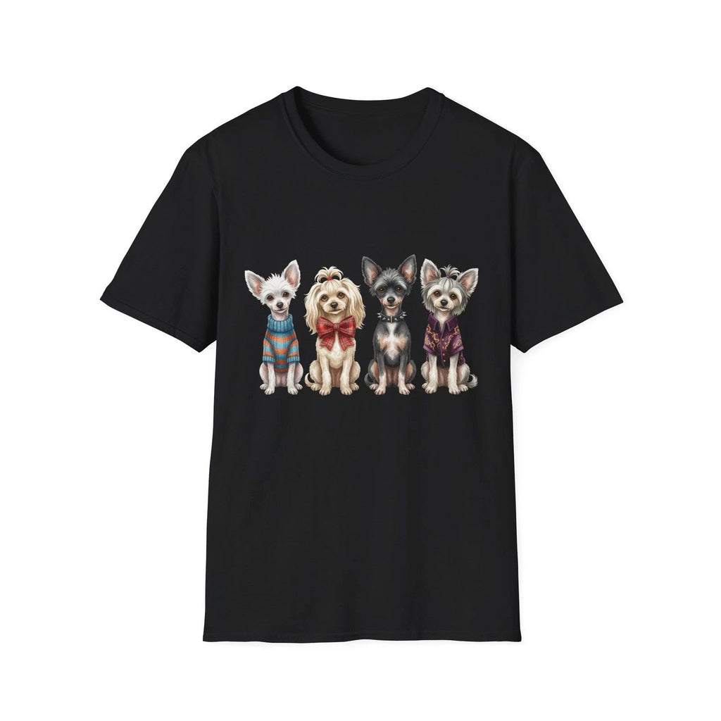 Cute Dogs Fashion Vintage Black Tee Dog Lover Graphic T-Shirt