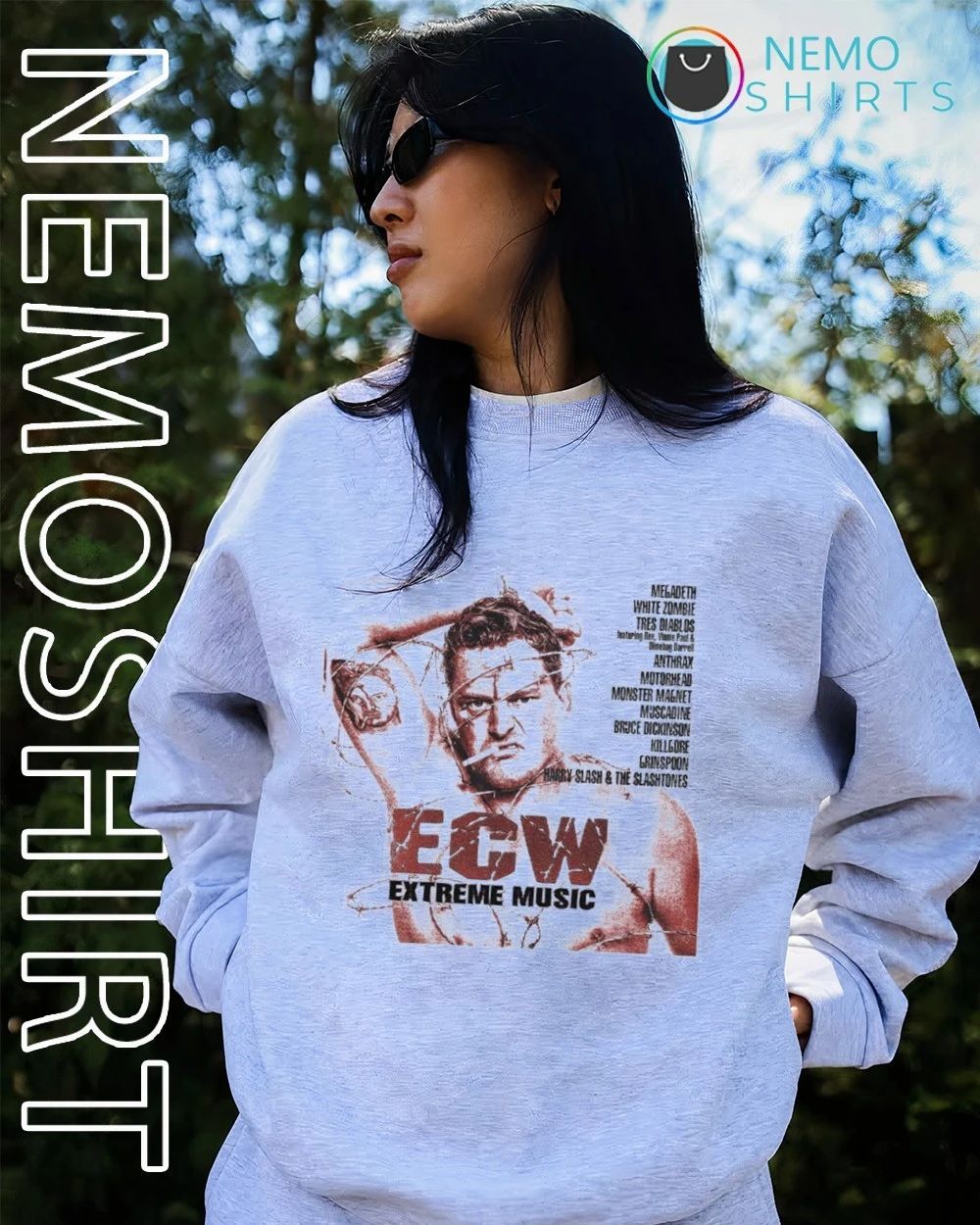 ECW Extreme Music Compilation Album Featuring Megadeth White Zombie and Anthrax shirt