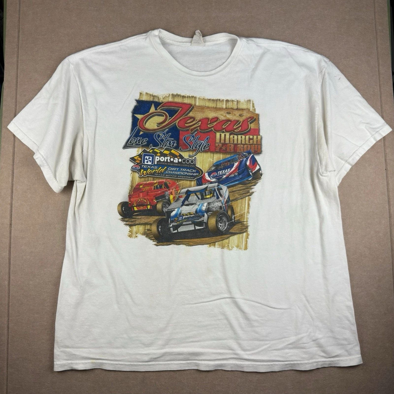 Texas World Dirt Track Championship Racing T-Shirt White Men’s XL/2XL