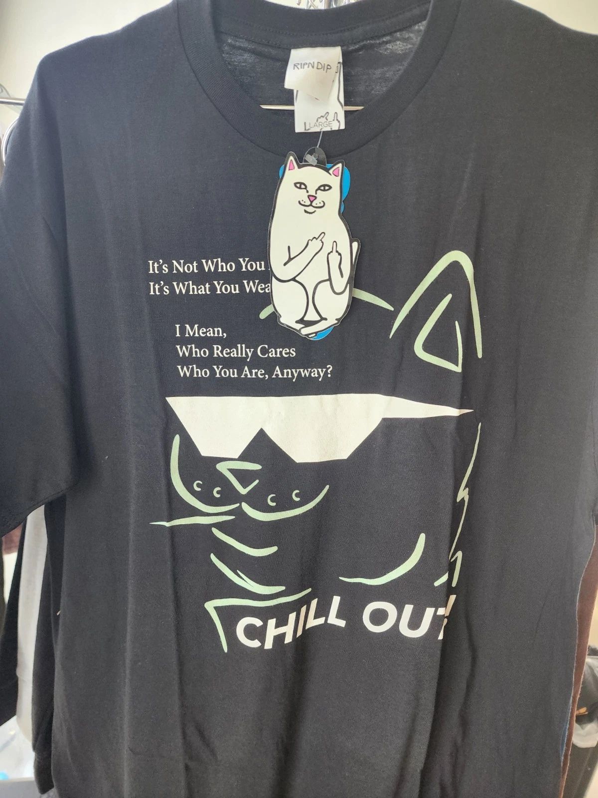 RIPNDIP Men's Lord Nermal Chill Out Graphic Print T-Shirt Black Cotton L
