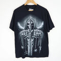 VINTAGE 90'S Fantasy Skull Skeleton Rock Biker t-shirt SZ M (V461)