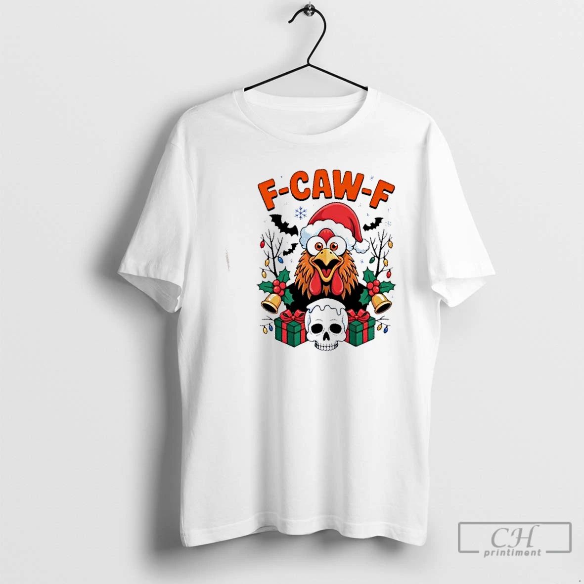 Classic Merry Christmas F Caw F Chicken Spooky Skull T Shirts