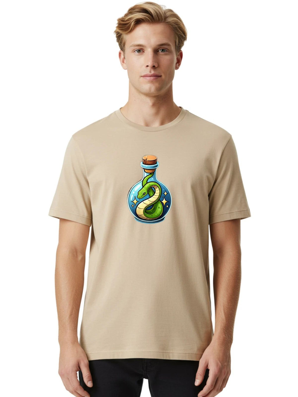 Snake-In-Bottle-7 Mens Graphic Tee, 100% Cotton, Casual Summer Wear