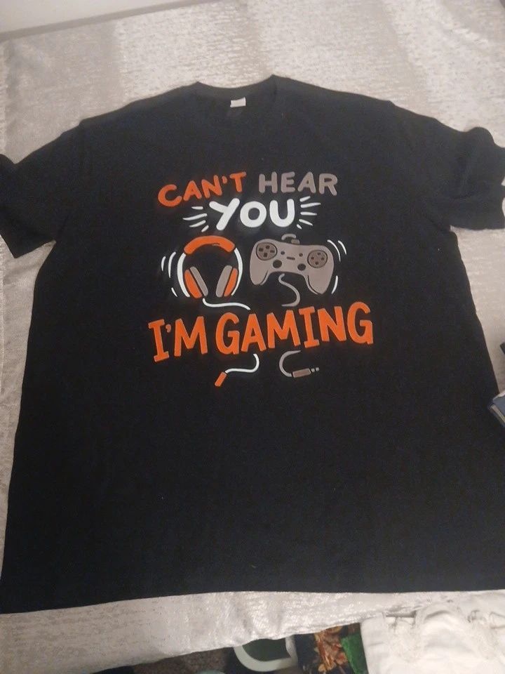 Men's Gaming Graphic T-Shirt, Can't Hear You I'm Gaming Slogan Tee, 2XL NWOT