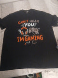 Men's Gaming Graphic T-Shirt, Can't Hear You I'm Gaming Slogan Tee, 2XL NWOT