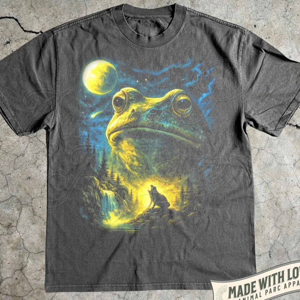 Vintage Frog Graphic Tee, Full Moon Animals, Wildlife T-Shirt Nature