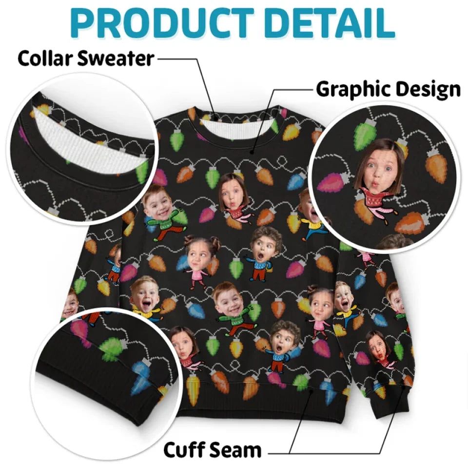 Custom Photo Celebrate The Season With Laughter And Love - Family Personalized Custom Ugly Sweatshirt - Unisex Wool Jumper - Christmas Gift For Family