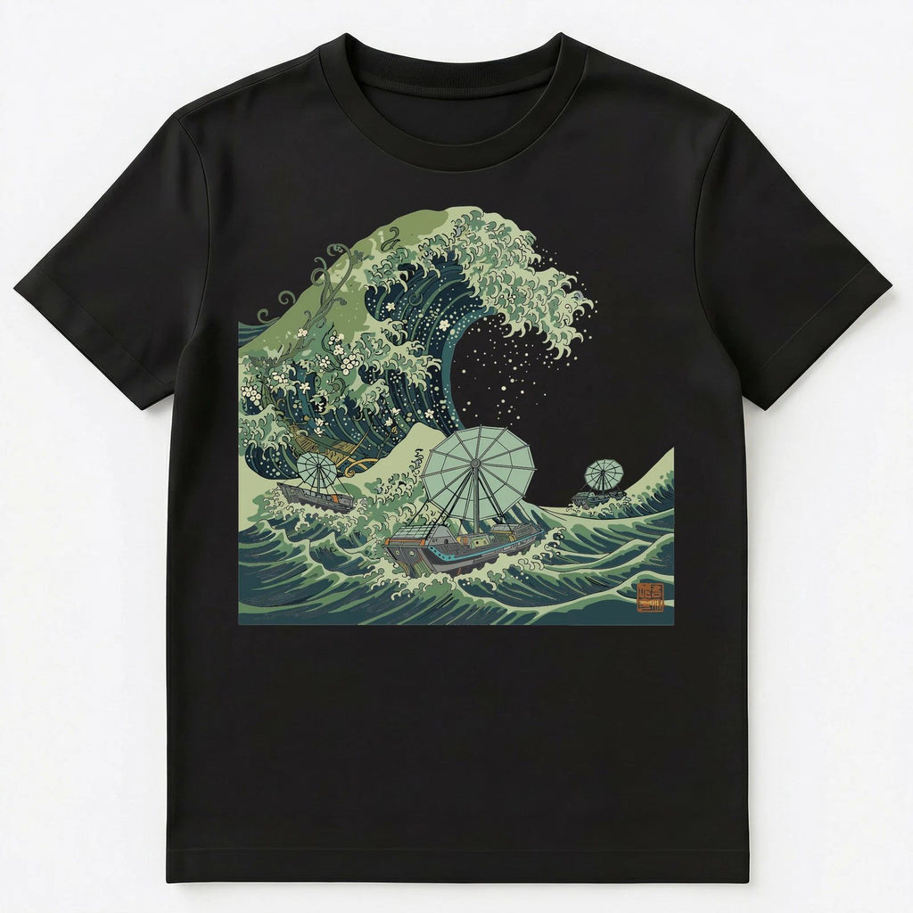 Steampunk Enthusiast Great Wave Sci Fi Ship Japanese Art Unisex T-Shirt