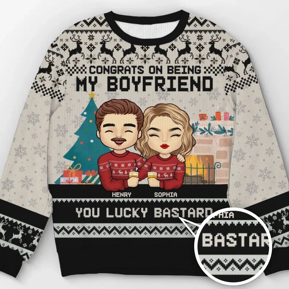 Cheers To Having You As My Husband - Couple Personalized Custom Ugly Sweatshirt - Unisex Wool Jumper - Christmas Gift For Husband, Wife, Couple
